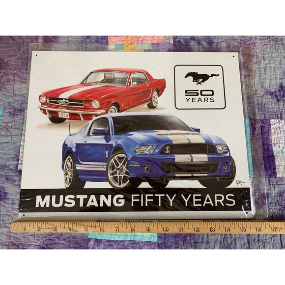 Mustang Fiftieth Anniversary 16w12.5h Tim Sign Garage Man Cave Workshop Decor - Picture 2 of 3